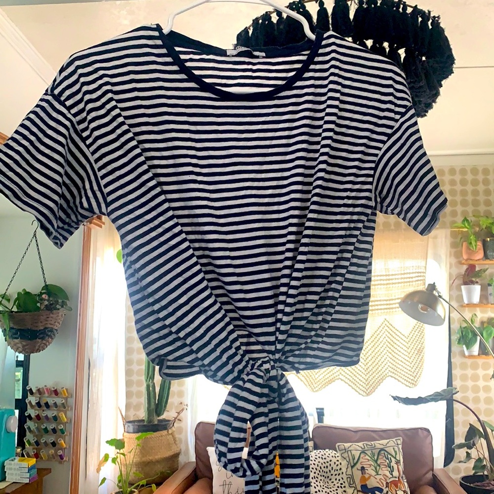 Zara striped crop top with tie